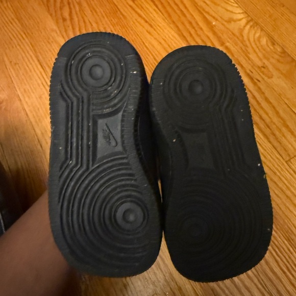 Nike Air Force 1 MID TD 7C Baby Shoe Triple Black Infant Sneaker - Picture 5 of 6